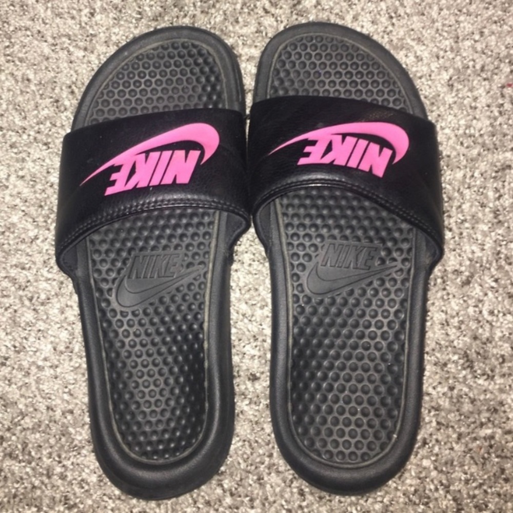 Black & Pink Nike Slides/Sandals